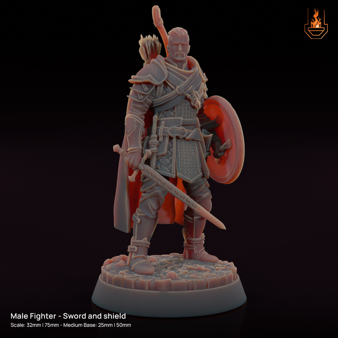 Human Male Fighter - Sword and shield [Supported]